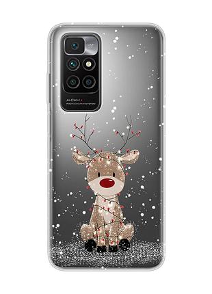 Прозрачный чехол на xiaomi redmi 10/10 (2022) олень новый год (принт 429)
