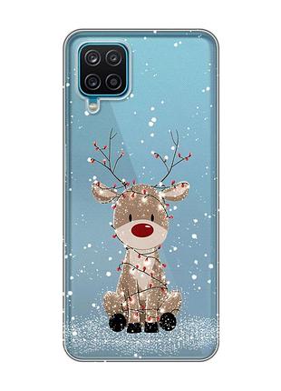 Прозорий чохол на samsung galaxy a12 4g олень новий рік (принт 429)