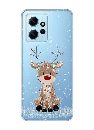 Прозорий чохол на xiaomi redmi note 12 4g олень новий рік (принт 429)