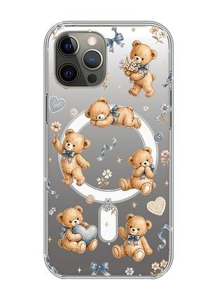Магнитный чехол на iphone 12 pro max с поддержкой magsafe плюшевые медвежата (принт 430)