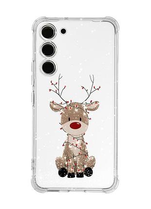 Чехол с утолщёнными углами на samsung galaxy s23 олень новый год (принт 429)