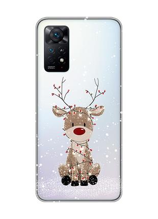Прозорий чохол на xiaomi redmi note 11 pro олень новий рік (принт 429)
