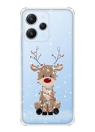 Чехол с утолщёнными углами на xiaomi redmi 12 олень новый год (принт 429)