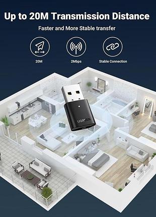 Адаптер ugreen bluetooth 5.0, usb bluetooth dongle для windows 11/10/8.1 | приемник bluetooth dongle, режимы edr и ble, большой 2