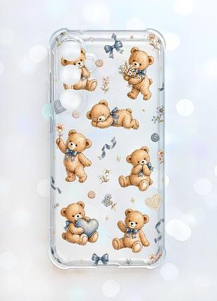 Чехол с утолщёнными углами на samsung galaxy s23 fe плюшевые медвежата (принт 430)