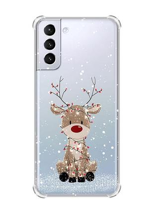 Чохол з потовщеними кутами на samsung galaxy s21 (g991) олень новий рік (принт 429)
