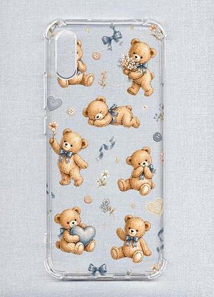 Чохол з потовщеними кутами на xiaomi redmi 9a плюшеві ведмежата (принт 430)