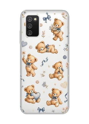 Прозорий чохол на samsung galaxy a03s плюшеві ведмежата (принт 430)