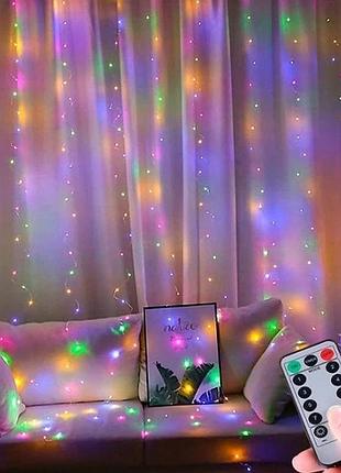 Світлова завіса «водоспад» гірлянда 3×2 м з led і пультом керування rgb