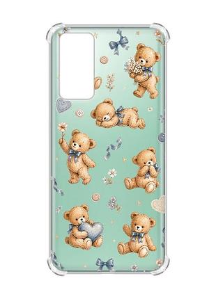 Чехол с утолщёнными углами на samsung galaxy s20 плюшевые медвежата (принт 430)