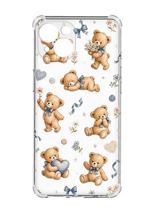 Чехол с утолщенными углами на iphone 15 плюшевые медвежата (принт 430)