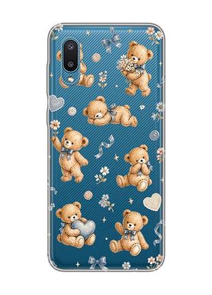 Прозрачный чехол на samsung galaxy a02/a022 (2021) плюшевые медвежата (принт 430)