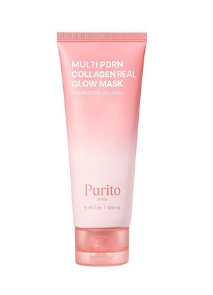 Маска-плівка для зволоження та сяйва шкіри purito seoul multi pdrn collagen real glow mask, 100 мл