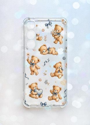 Чехол с утолщенными углами на samsung galaxy a35 (a356) плюшевые медвежата (принт 430)