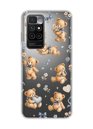 Прозрачный чехол на xiaomi redmi 10/10 (2022) плюшевые медвежата (принт 430)