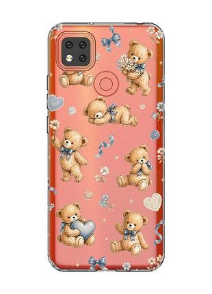 Прозорий чохол на xiaomi redmi 9c/10a плюшеві ведмежата (принт 430)