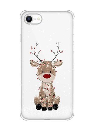 Чехол с утолщёнными углами на iphone 7 / 8 олень новый год (принт 429)