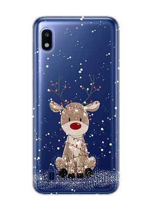Прозорий чохол на samsung galaxy a10 (2019) a105 олень новий рік (принт 429)