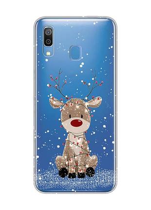 Прозорий чохол на samsung galaxy a30 (2019)/a20 (2019) олень новий рік (принт 429)