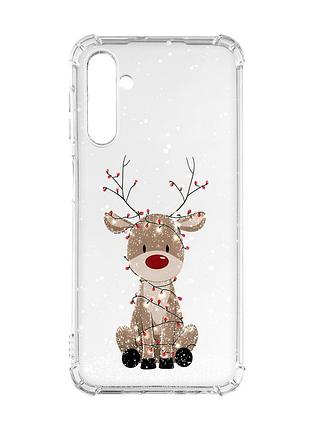 Чехол с утолщенными углами на samsung galaxy a24 (a245) 4g олень новый год (принт 429)