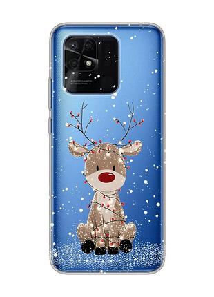 Прозорий чохол на xiaomi redmi 10c олень новий рік (принт 429)