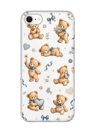 Прозорий чохол на iphone 7 / 8 плюшеві ведмежата (принт 430)