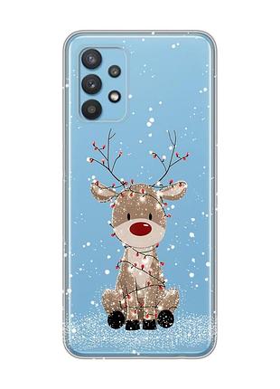 Прозорий чохол на samsung galaxy a32 олень новий рік (принт 429)