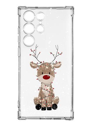 Чохол з потовщеними кутами на samsung galaxy s23 ultra олень новий рік (принт 429)