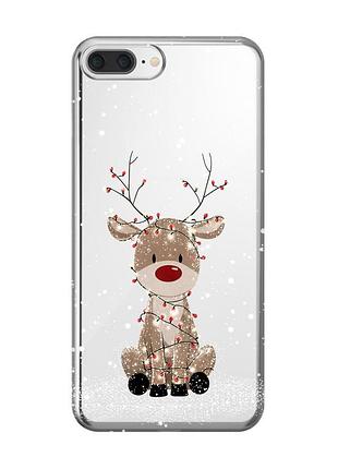 Прозорий чохол на iphone 7 plus / 8 plus олень новий рік (принт 429)