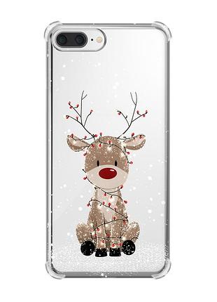 Чехол с утолщёнными углами на apple iphone 7 plus/ 8 plus олень новый год (принт 429)