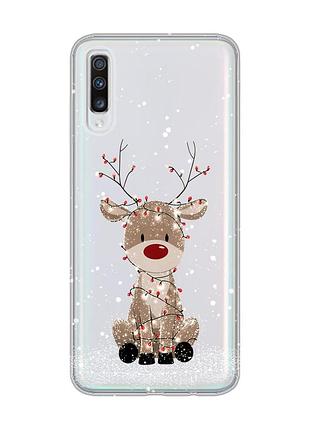 Прозорий чохол на samsung galaxy a70 (2019)/a705 олень новий рік (принт 429)