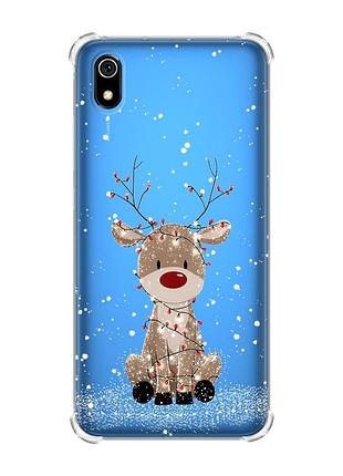 Чохол з потовщеними кутами на xiaomi redmi 7a олень новий рік (принт 429)