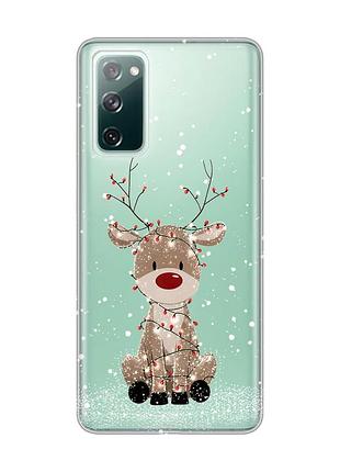 Прозорий чохол на samsung galaxy s20 fe олень новий рік (принт 429)
