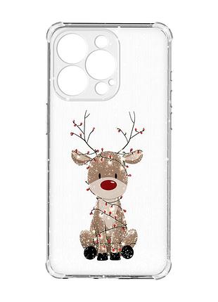 Чехол с утолщенными углами на iphone 15 pro max олень новый год (принт 429)