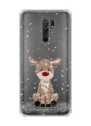 Чохол з потовщеними кутами на xiaomi redmi 9 олень новий рік (принт 429)