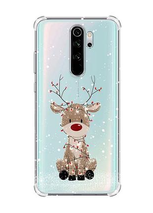 Чохол з потовщеними кутами на xiaomi redmi note 8 pro олень новий рік (принт 429)