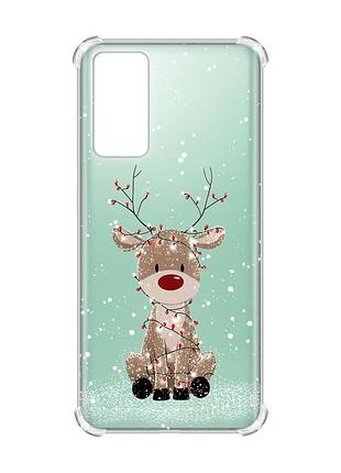 Чохол з потовщеними кутами на samsung galaxy s20 олень новий рік (принт 429)