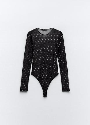 Боди сетка в горошек zara