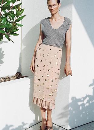 Спідниця zara з паєтками та бісером xs