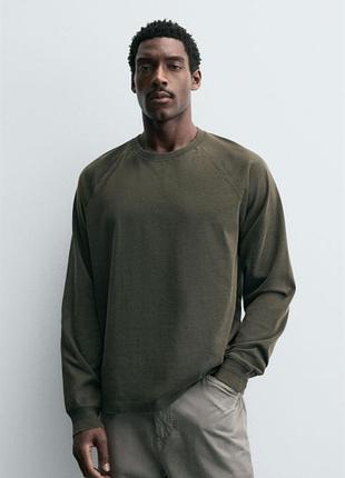 Лонгслив zara 19521 washed green