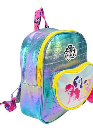 Рюкзак для девочки my little pony детский с блестящим дизайном, передний карман на молнии, пушистый брелок