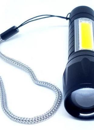 Аккумуляторный светодиодный фонарь ручной на аккумуляторах с cob usb