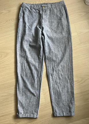 Брюки uniqlo из смеси льна и хлопка