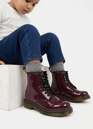 Дитячі черевики dr. martens 1460 patent t (burgundy / purple)