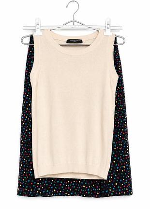 Молочного кольору трикотаж жилет шовк бавовна бренд august silk
