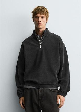 Світшот zara коротка блискавка 19459 grey