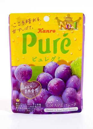 Kanro pure gummy grape желейки со вкусом винограда, 56 г