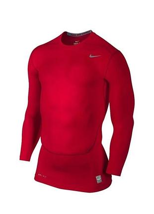 Чоловіча компресійна термобілизна лонгслив з довгим рукавом nike pro combat червоного кольору.