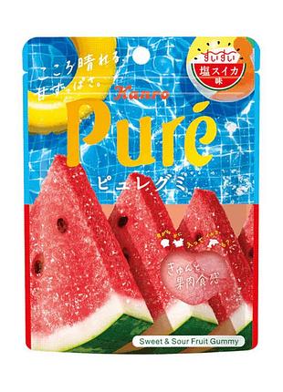 Kanro pure gummy salted watermelon желейки со вкусом солёного арбуза, 52 г