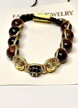 Браслет shamballa з намистинами «тигрове око»